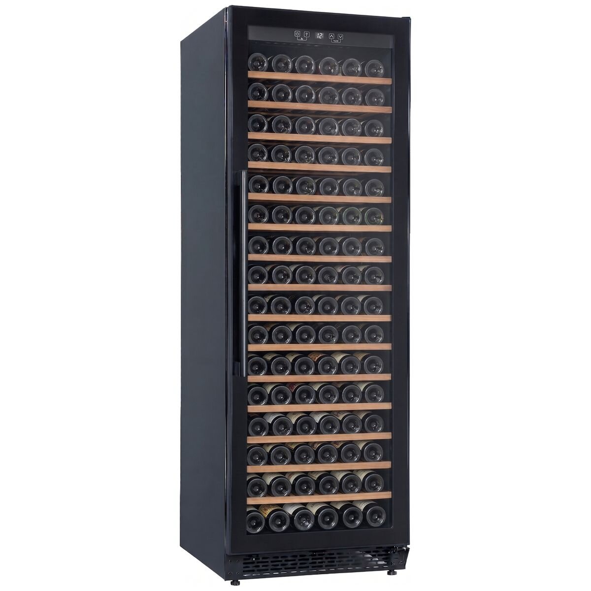 Cantina 171 Bottle Single Zone Wine Cabinet - Black, Timber Beech and Metal Shelves, 424L - CCWIS171B