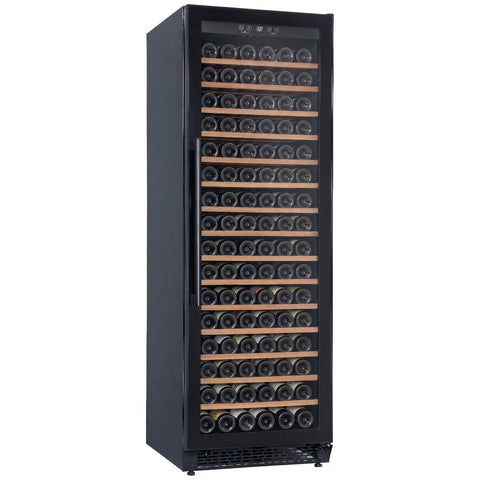 Cantina 171 Bottle Single Zone Wine Cabinet - Black, Timber Beech and Metal Shelves, 424L - CCWIS171B