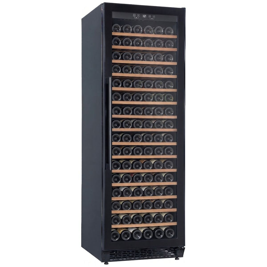 Cantina 171 Bottle Single Zone Wine Cabinet - Black, Timber Beech and Metal Shelves, 424L - CCWIS171B