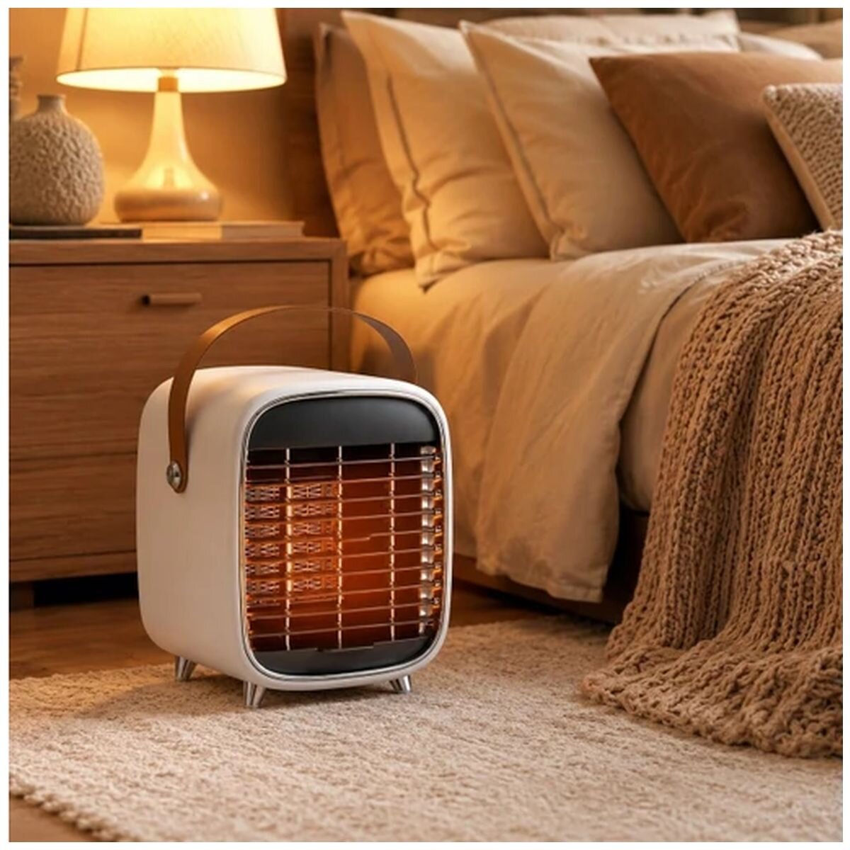 Pursonic Compact Ceramic Heater - White - 3 Heat Settings, Tip-Over Protection - 10004634