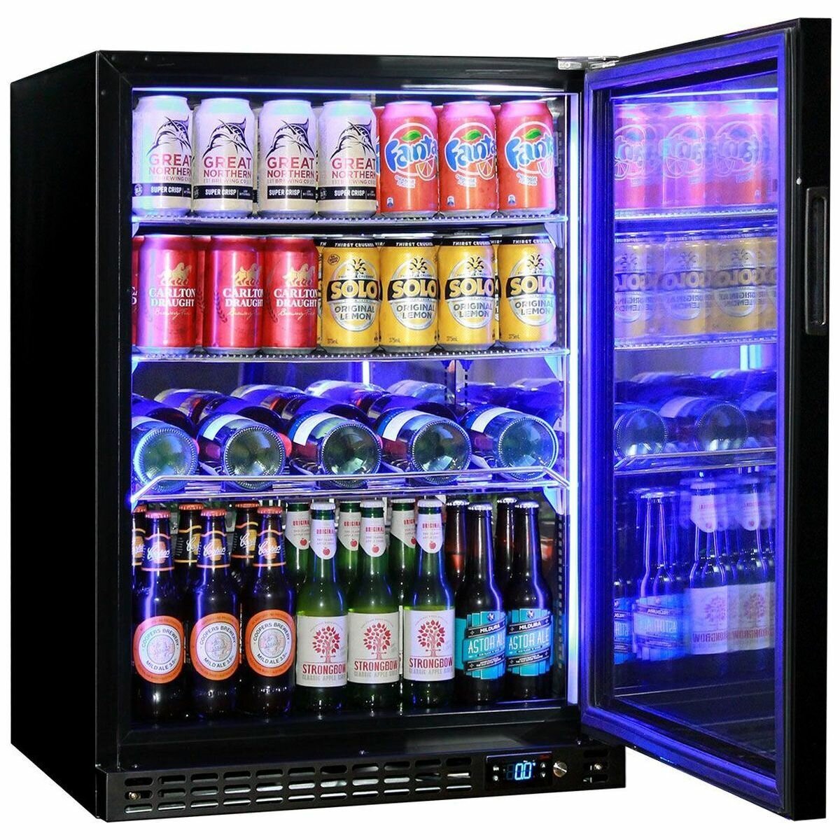 Schmick 140L Glass Door Under Bench Bar Fridge - Matte Black, 9 Star, Triple Glazed - SK156R-B