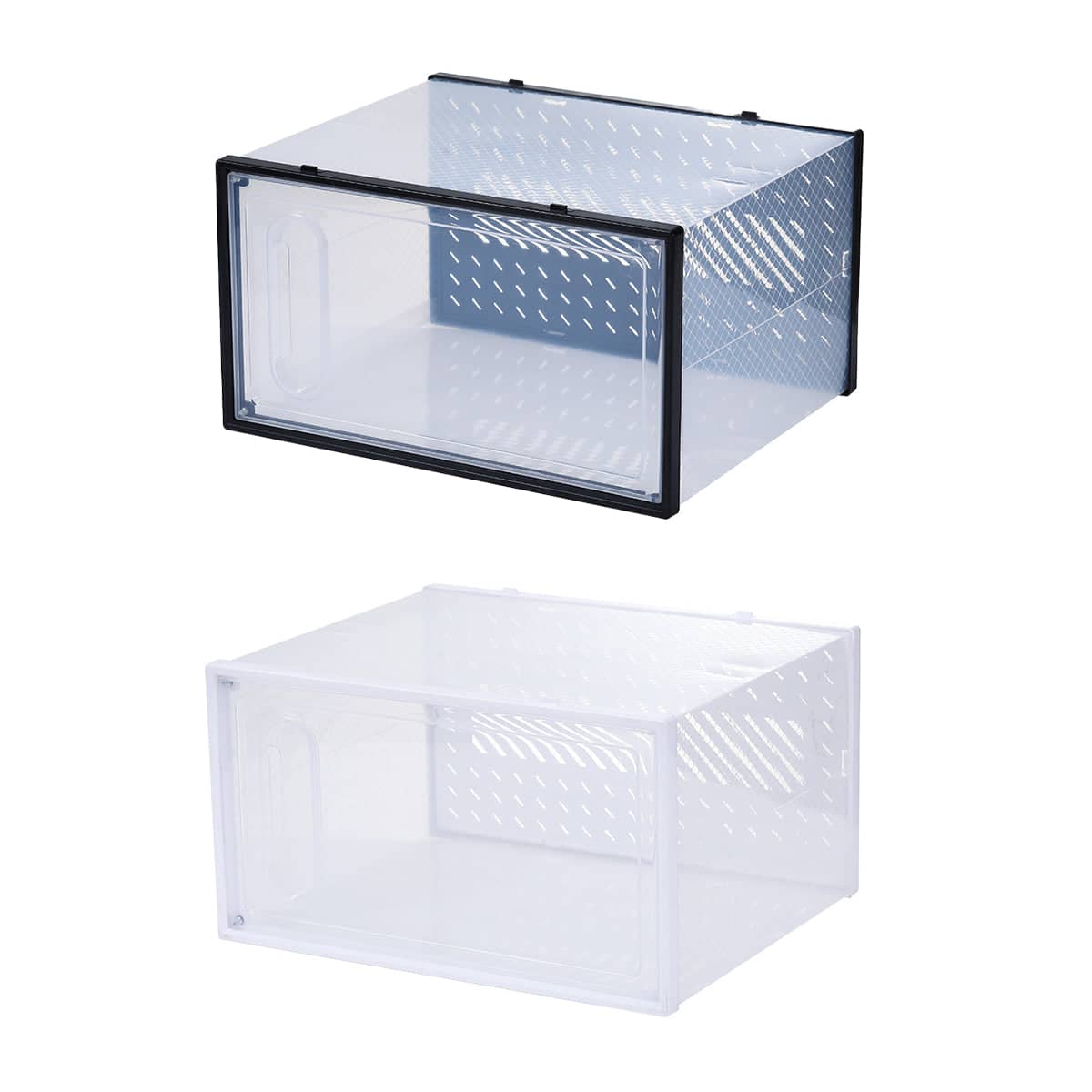 12 Clear Shoe Storage Boxes, Stackable - Black - view 3