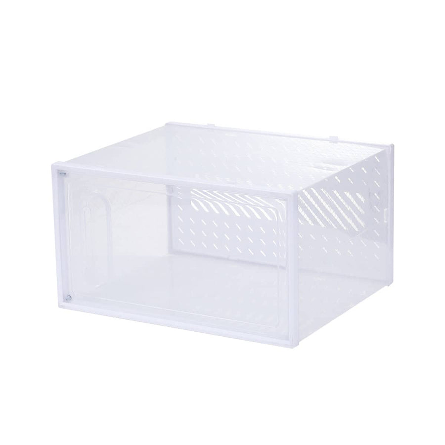 12 Clear Shoe Storage Boxes, Stackable - White