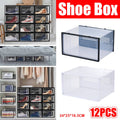 12 Clear Shoe Storage Boxes, Stackable - White - view 2