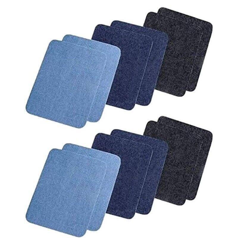 12 Iron-On Denim Repair Patches - Mixed Denim Shades - view 2