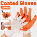 12 Pairs Latex Coated Work Gloves Anti Slip Grip for Warehouse and Garden Labour