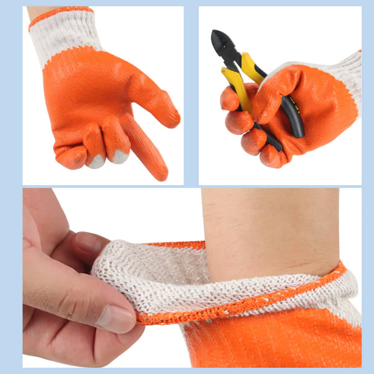 12 Pairs Latex Coated Work Gloves Anti Slip Grip for Warehouse and Garden Labour - view 4