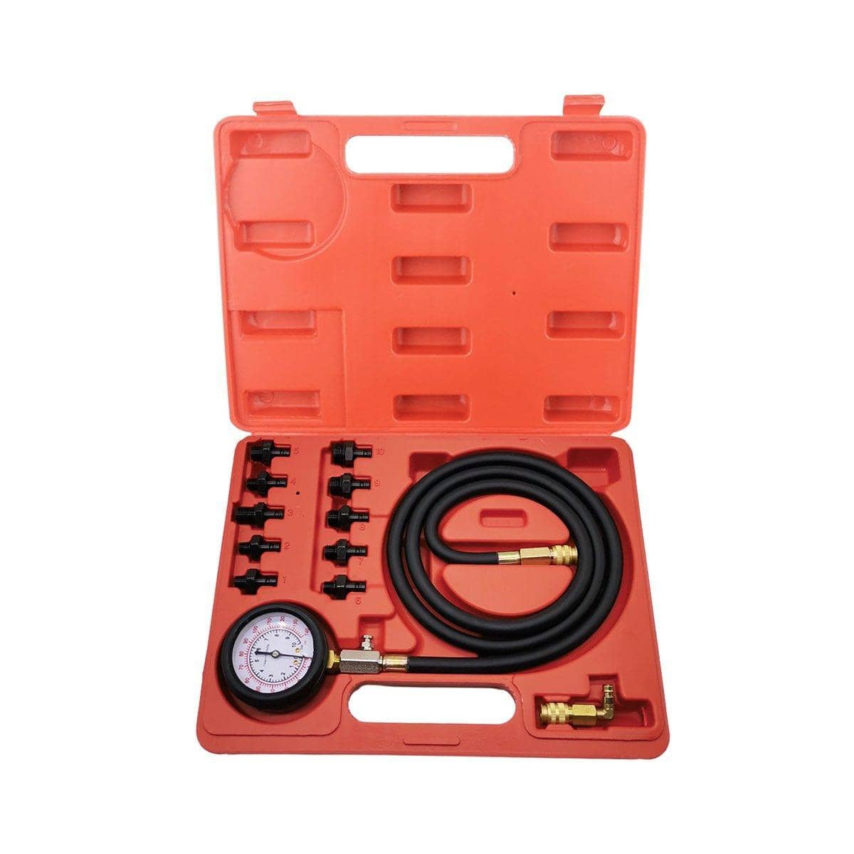 12 Piece Engine Oil Pressure Test Gauge Kit with Adaptors and Hose - Diagnostic Tool Set - view 2