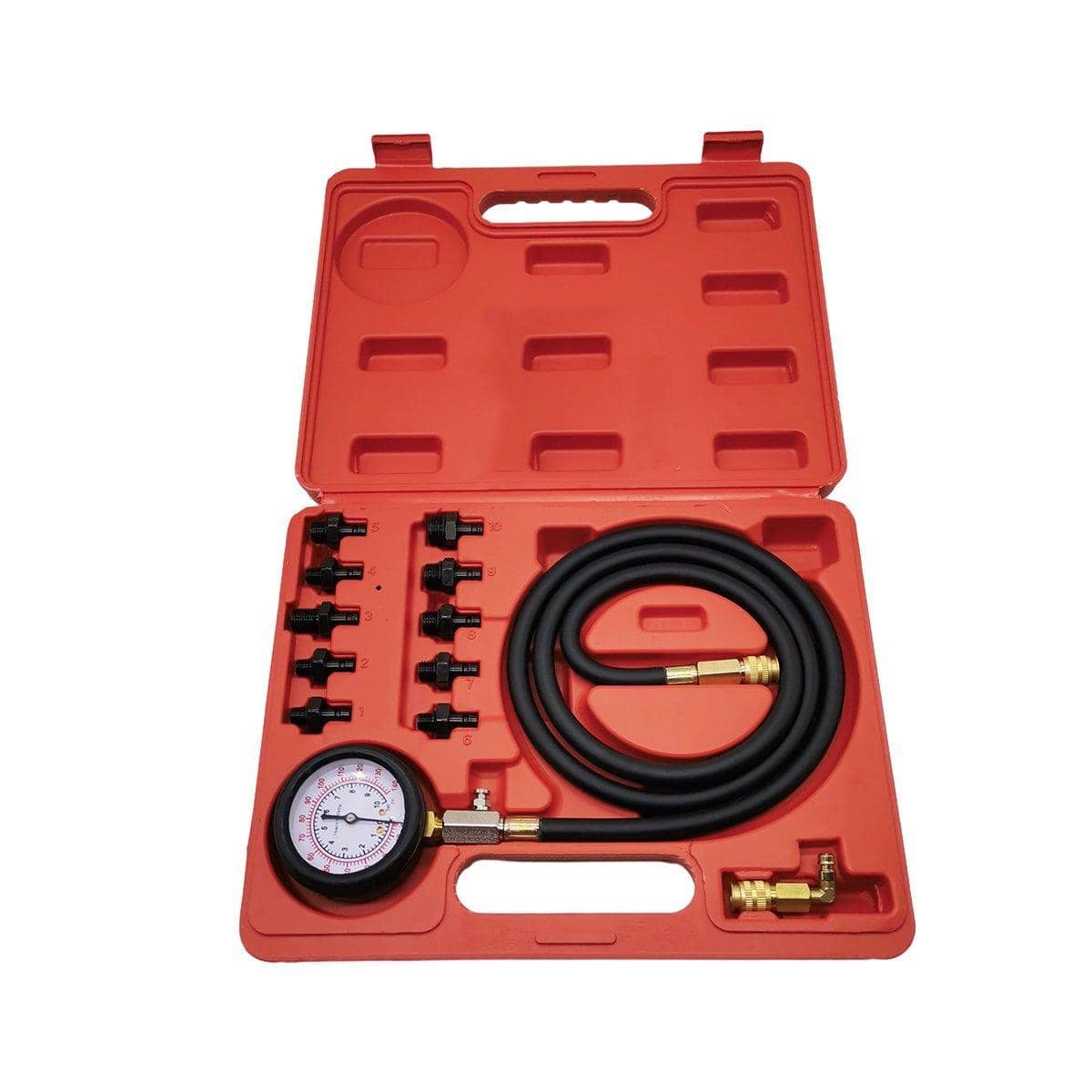 12 Piece Engine Oil Pressure Test Gauge Kit with Adaptors and Hose - Diagnostic Tool Set - view 4