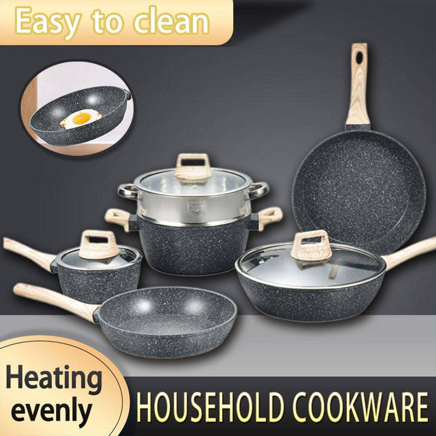 12-Piece Nonstick Stone Coated Cookware Set with Frying Pans, Steamer and Soup Pot
