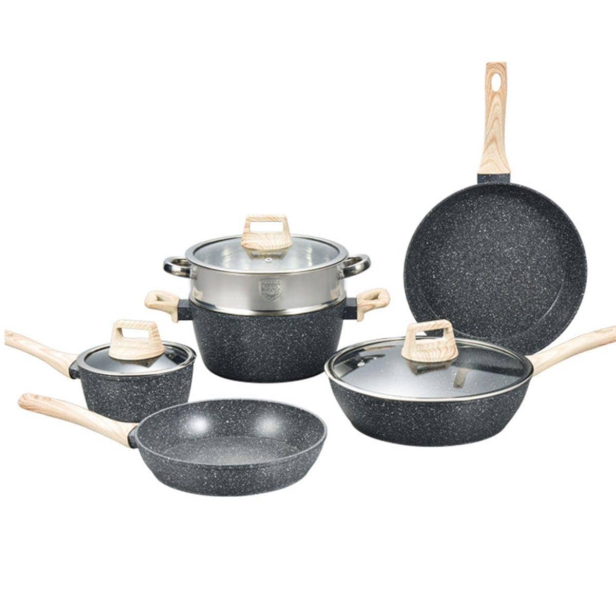 12-Piece Nonstick Stone Coated Cookware Set with Frying Pans, Steamer and Soup Pot - view 2