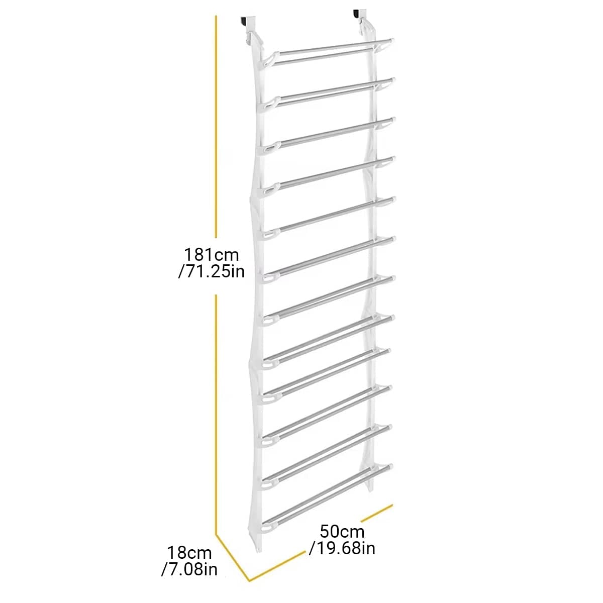 12-Tier Over-The-Door Shoe Rack Hanging Shoe Organiser for Dorms and Closets - view 3