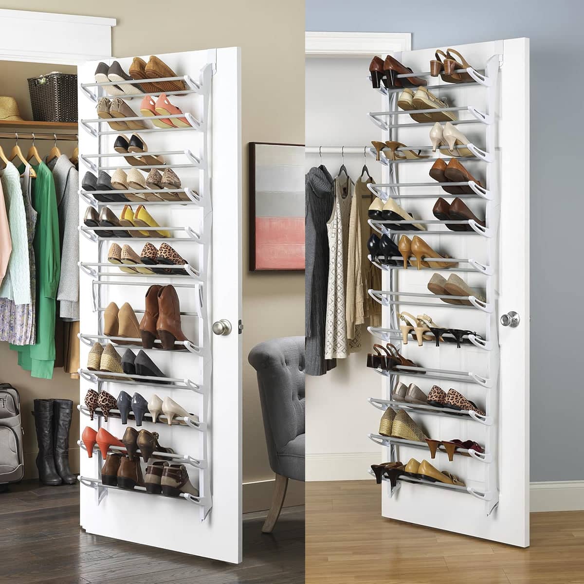 12-Tier Over-The-Door Shoe Rack Hanging Shoe Organiser for Dorms and Closets - view 5