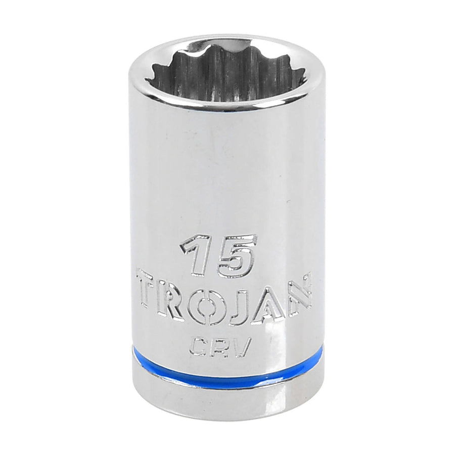 Trojan 15mm Socket 1/2" Drive Chrome Vanadium 12 Point