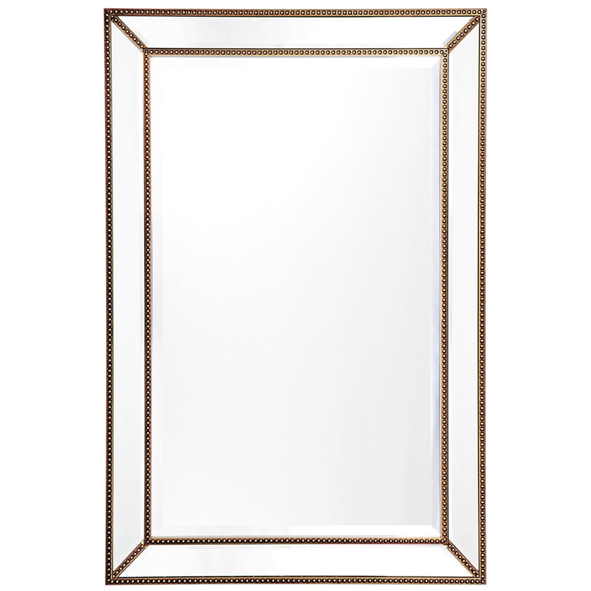 Cafe Lighting and Living Antique Gold Zeta Bevelled Wall Mirror Beaded Trim