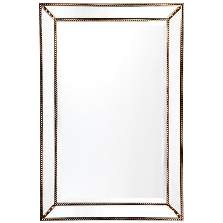 Cafe Lighting and Living Antique Gold Zeta Bevelled Wall Mirror Beaded Trim