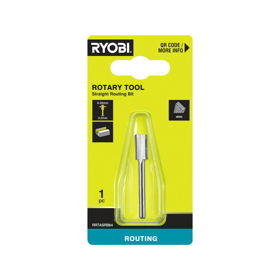 Ryobi 6.4mm Straight Router Bit - 3.2mm Shank - Precision Cutting Tool - SuperSaverAU - view 1