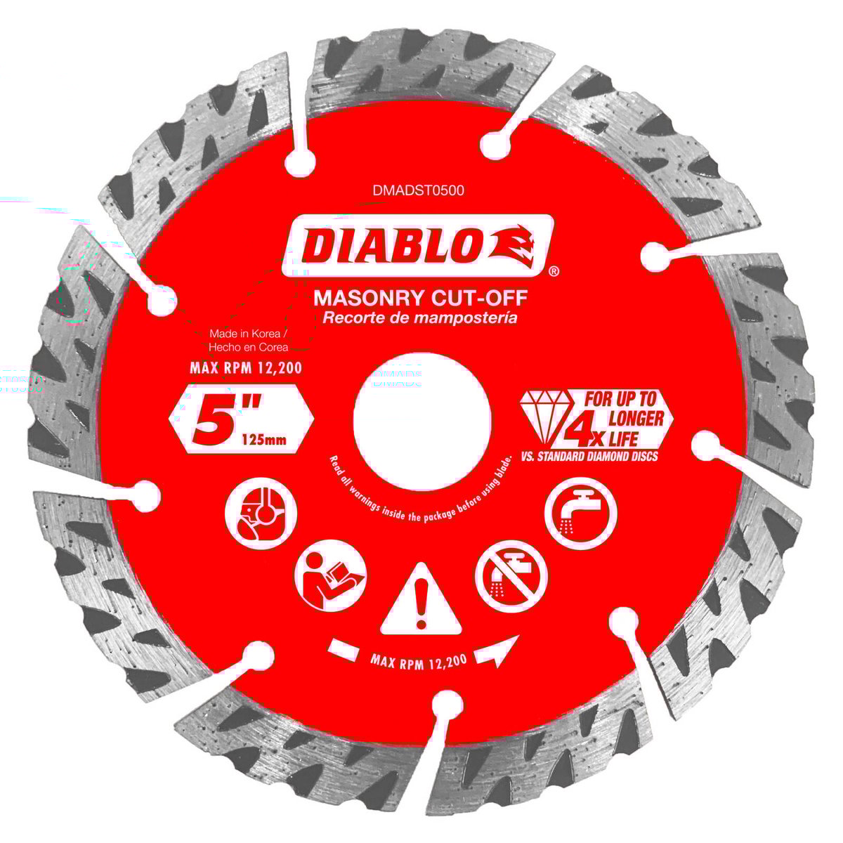 Diablo Diamond Disc 5" Diamond Segmented Turbo Cut Off - High-Speed Cutting - Durable