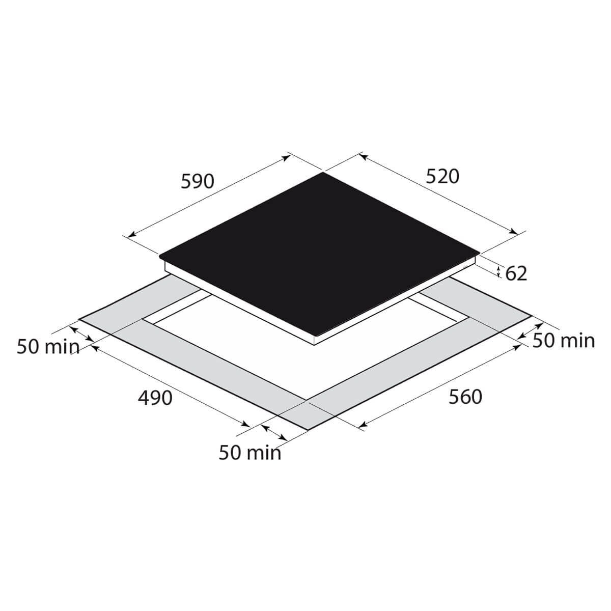 Glem Gas 60cm 3 zone induction cooktop - 10A plug, touch controls, individual timers - GLINDPS