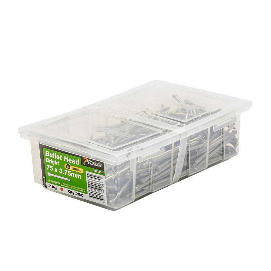 Paslode Bullet Head Nails 75mm Bright Steel 280 Pack General Purpose - SuperSaverAU - view 1