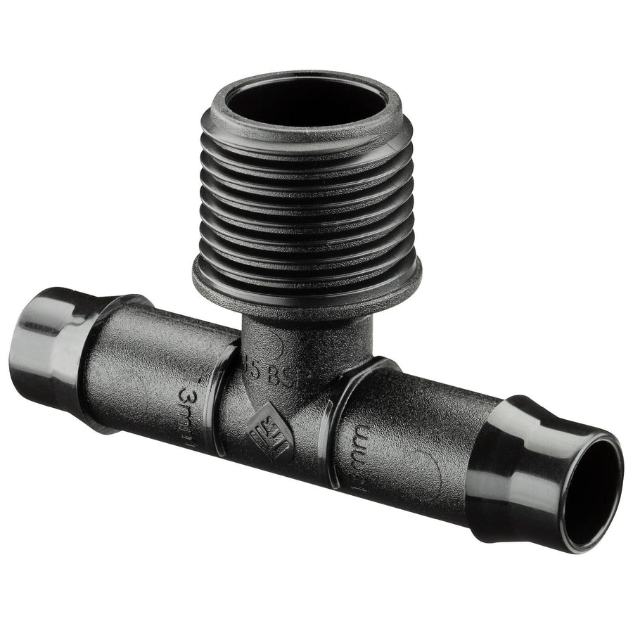 Pope 13 x 15mm Barbed Male Threaded Tee, Polypropylene, Micro Irrigation
