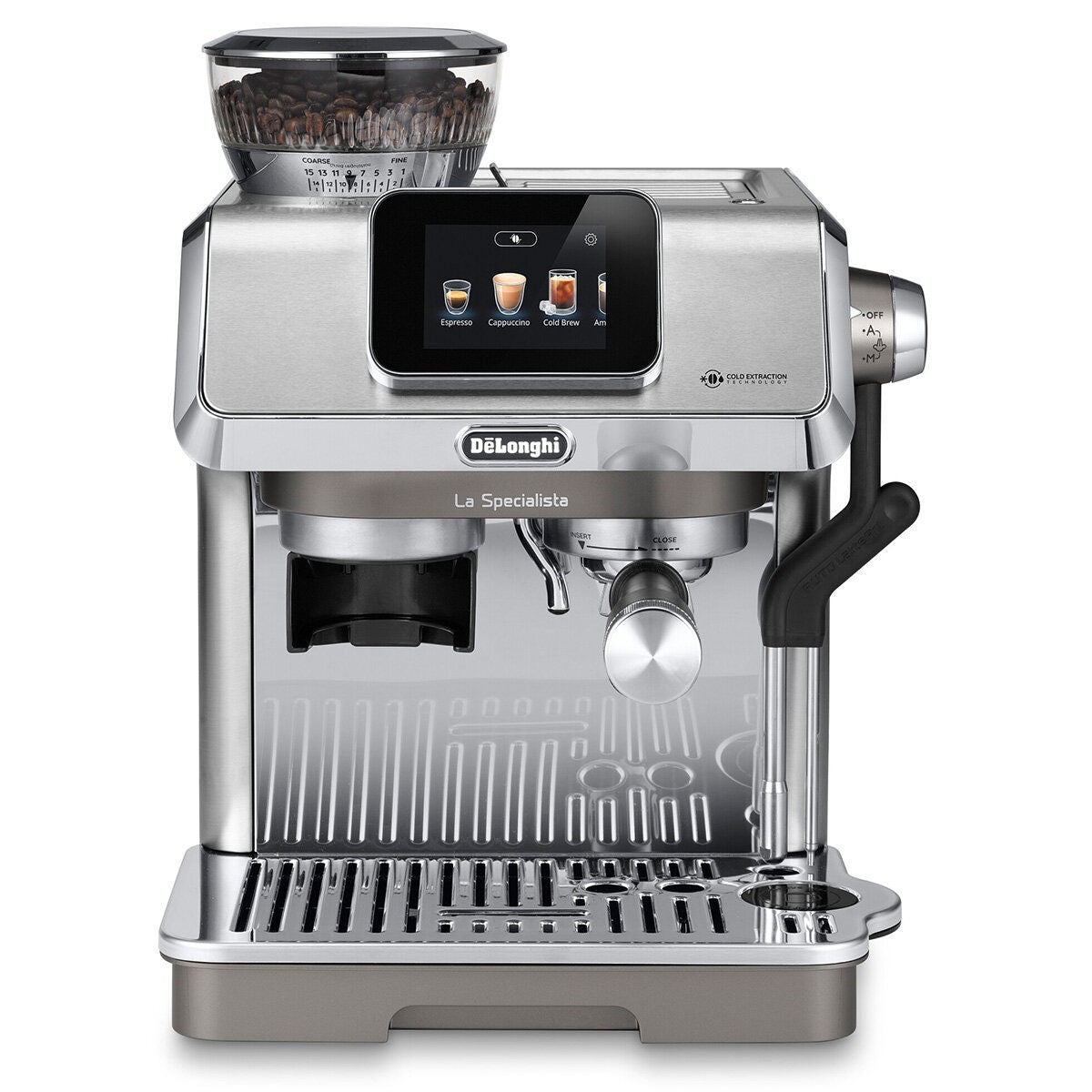 DeLonghi La Specialista Touch Manual Coffee Machine - Silver - 3.5-Inch Touch Display and 10 Recipes - EC9455M