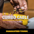 DeWALT 1.8m 3-in-1 Lightning, Type C & Micro-USB Kevlar Charging Cable