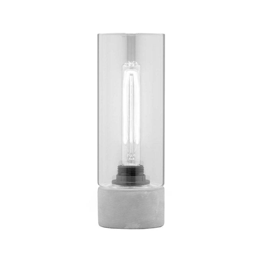 Verve Design Abel Table Lamp ATL738, Concrete Base with Glass Cylinder Shade, Inline Switch