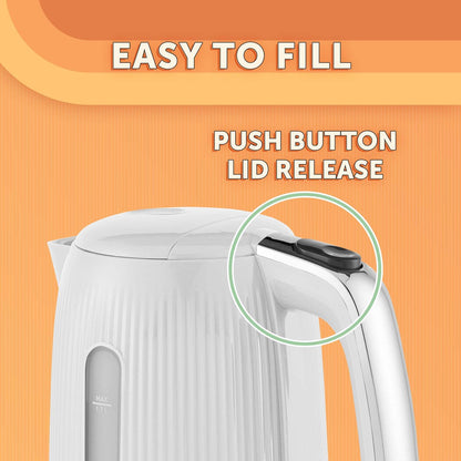 Sunbeam 1.7L White Brightside Kettle - Cordless - Auto Shut Off - 2400W