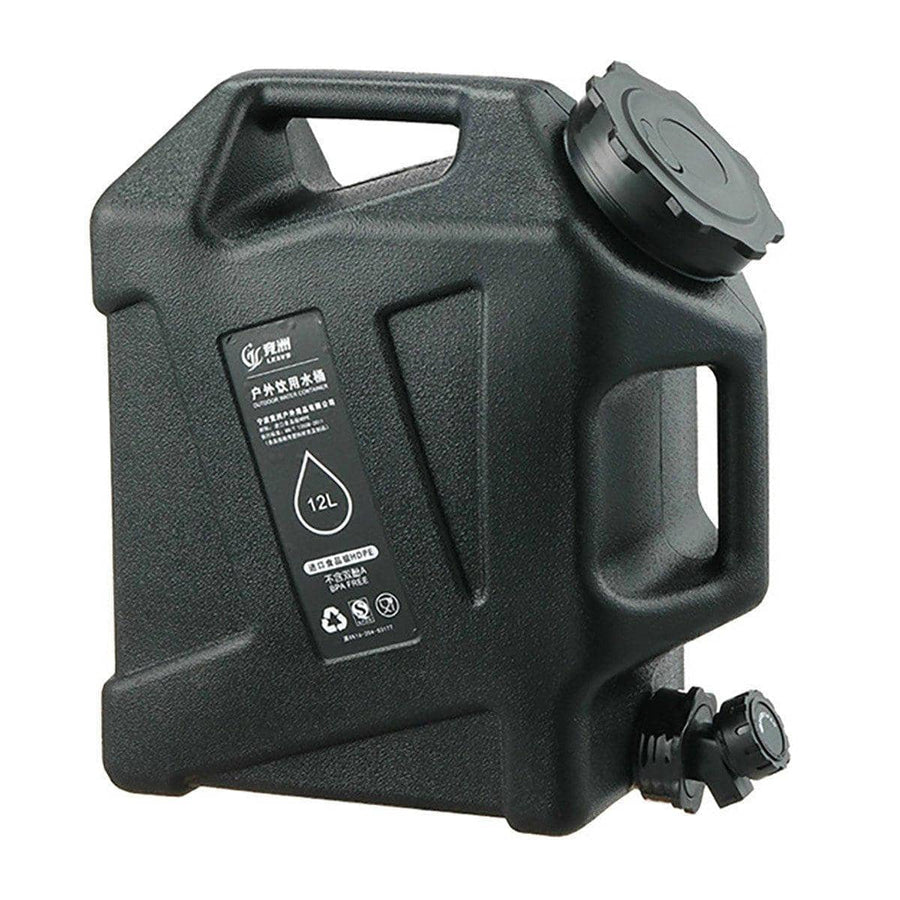 12L Portable Camping Water Storage Bucket Tank - Black