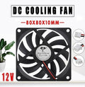 12V 80mm DC Cooling Fan 2-Pin Brushless for PC Case or Hydroponics - Pack of 2