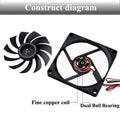 12V 80mm DC Cooling Fan 2-Pin Brushless for PC Case or Hydroponics - Pack of 2 - view 5
