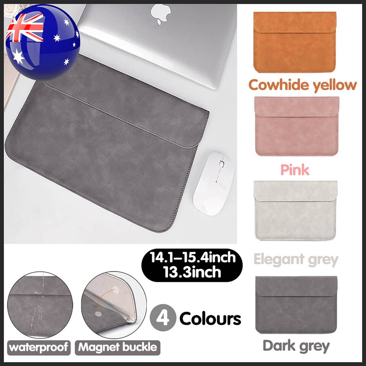 13.3 Inch (34 cm) Laptop Sleeve - Pink, PU Leather Pouch (35.5 x 25 cm) - view 2