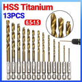 13 Piece HSS Titanium Hex Shank Drill Bit Set 1.5 to 6.5 mm for Metal, Wood and Timber