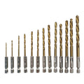 13 Piece HSS Titanium Hex Shank Drill Bit Set 1.5 to 6.5 mm for Metal, Wood and Timber - view 2