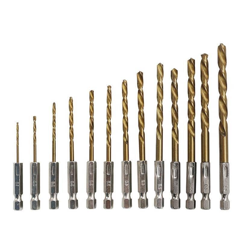 13 Piece HSS Titanium Hex Shank Drill Bit Set 1.5 to 6.5 mm for Metal, Wood and Timber - view 2