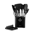 13-Piece Silicone Kitchen Utensil Set, Stainless Steel Handles - Black