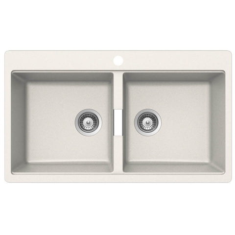 Abey Schock Horizont Double Bowl Topmount Sink - Polaris White Cristadur - 2 x 20L Bowls - N200W