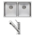 Oliveri Sonetto double bowl sink and Essente pull out tap - top mount or undermount - SS31615SN63TU