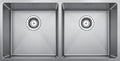 Blanco double bowl undermount sink - 18/10 stainless steel, two 32L bowls, designer waste - QUATR154040IUK5