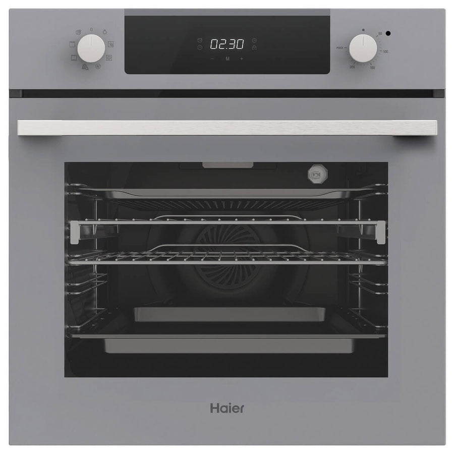 Haier 60cm 500 Series Oven - 70L, 7 Functions, Air Fry, Steam Assist, Grey Fascia - HWO60S7EG5