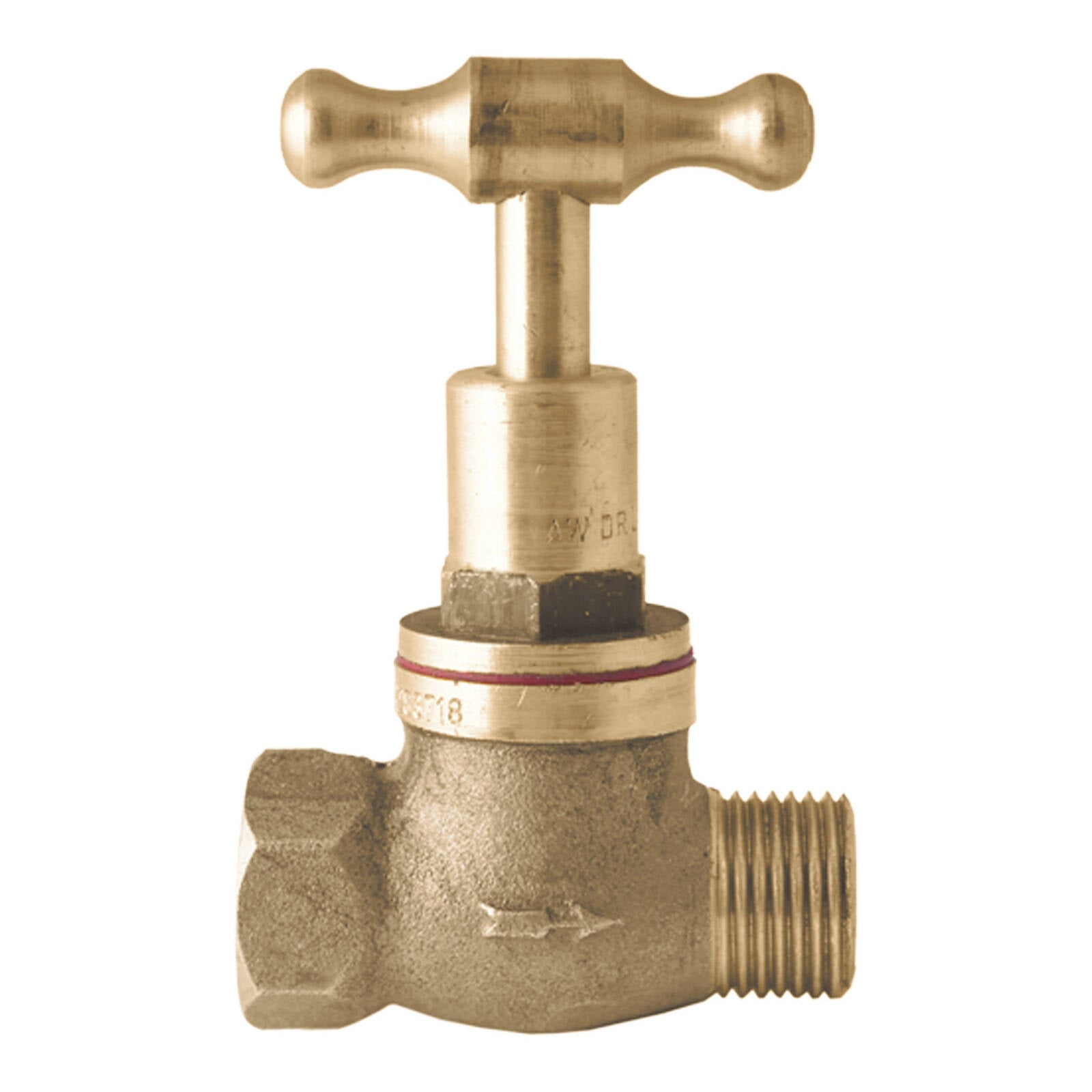 Kinetic 15mm Brass Male & Female T-Head Stop Cock, Lead Free Brass, Hot & Cold