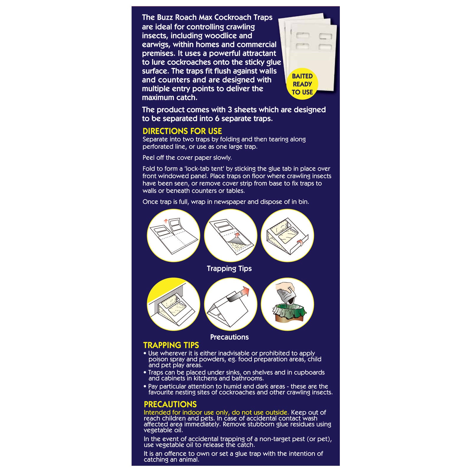 The Buzz Roach Max Cockroach Glue Traps - 6 Pack