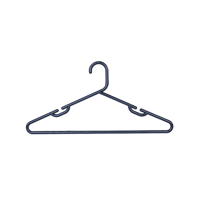 Practa Black Heavy Duty Plastic Tube Clothes Hangers 15 Pack - 445mm x 215mm - Anti-Slip Notches - Extra-Wide Design
