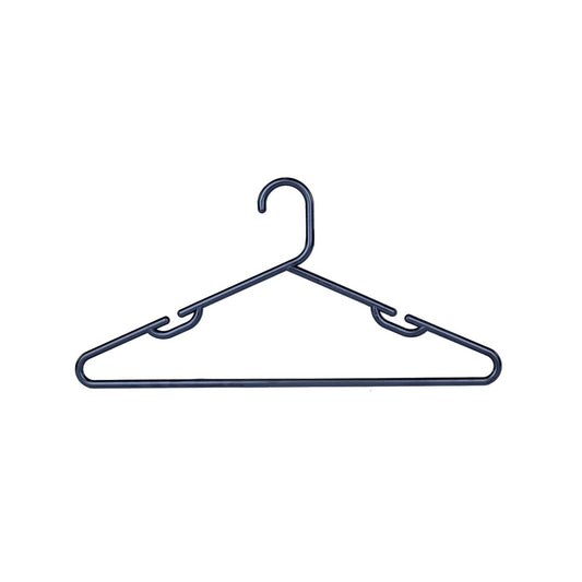 Practa Black Heavy Duty Plastic Tube Clothes Hangers 15 Pack - 445mm x 215mm - Anti-Slip Notches - Extra-Wide Design
