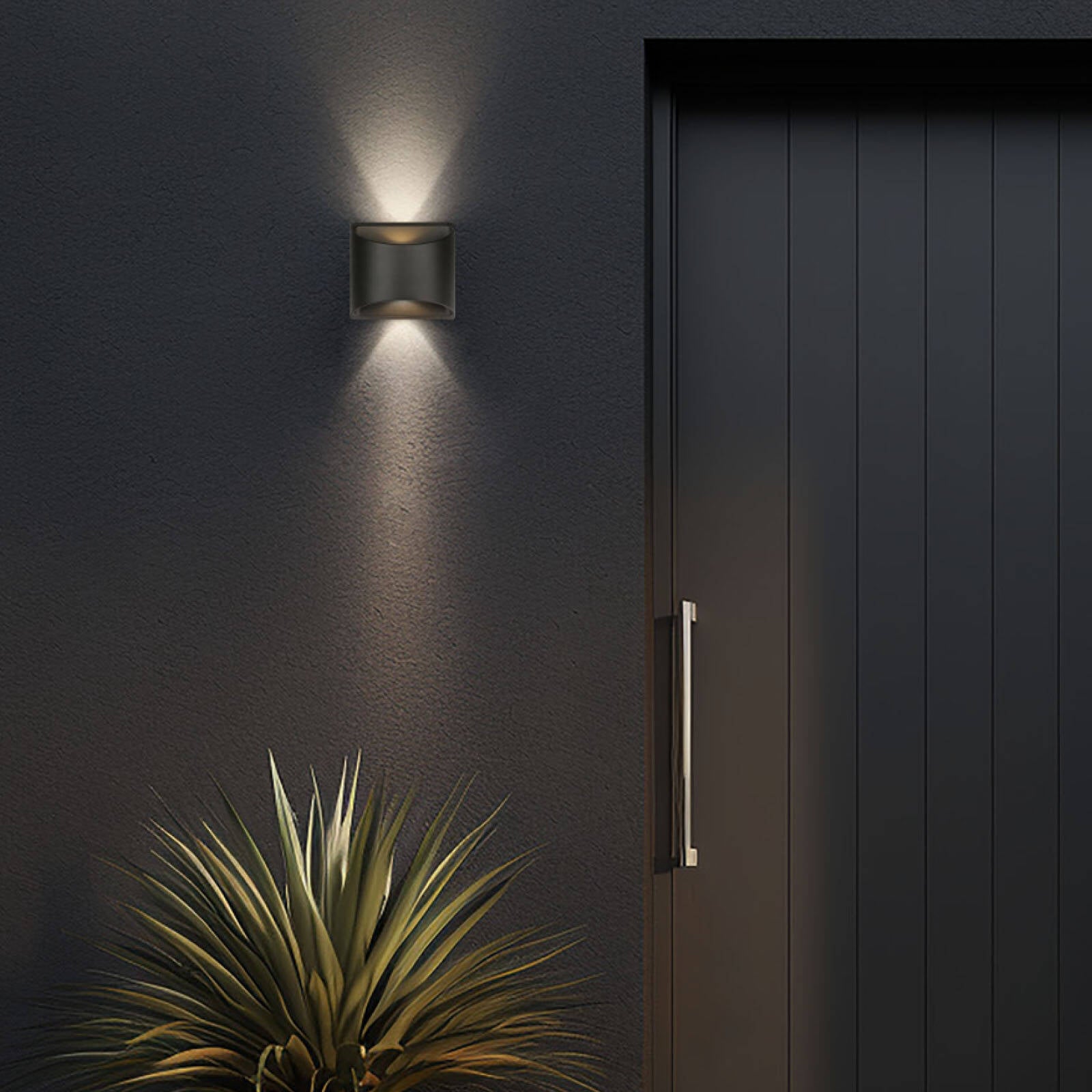 Brilliant Binley 8W Black Die-Cast Aluminium Up Down Wall Light Outdoor 21304/06