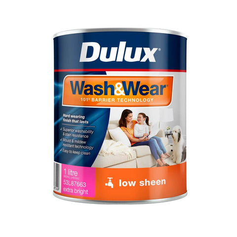 Dulux Interior Paint Wash Wear Low Sheen Extra Bright 1L - 1L - Stain Resistant, Easy Clean - SuperSaverAU - view 1