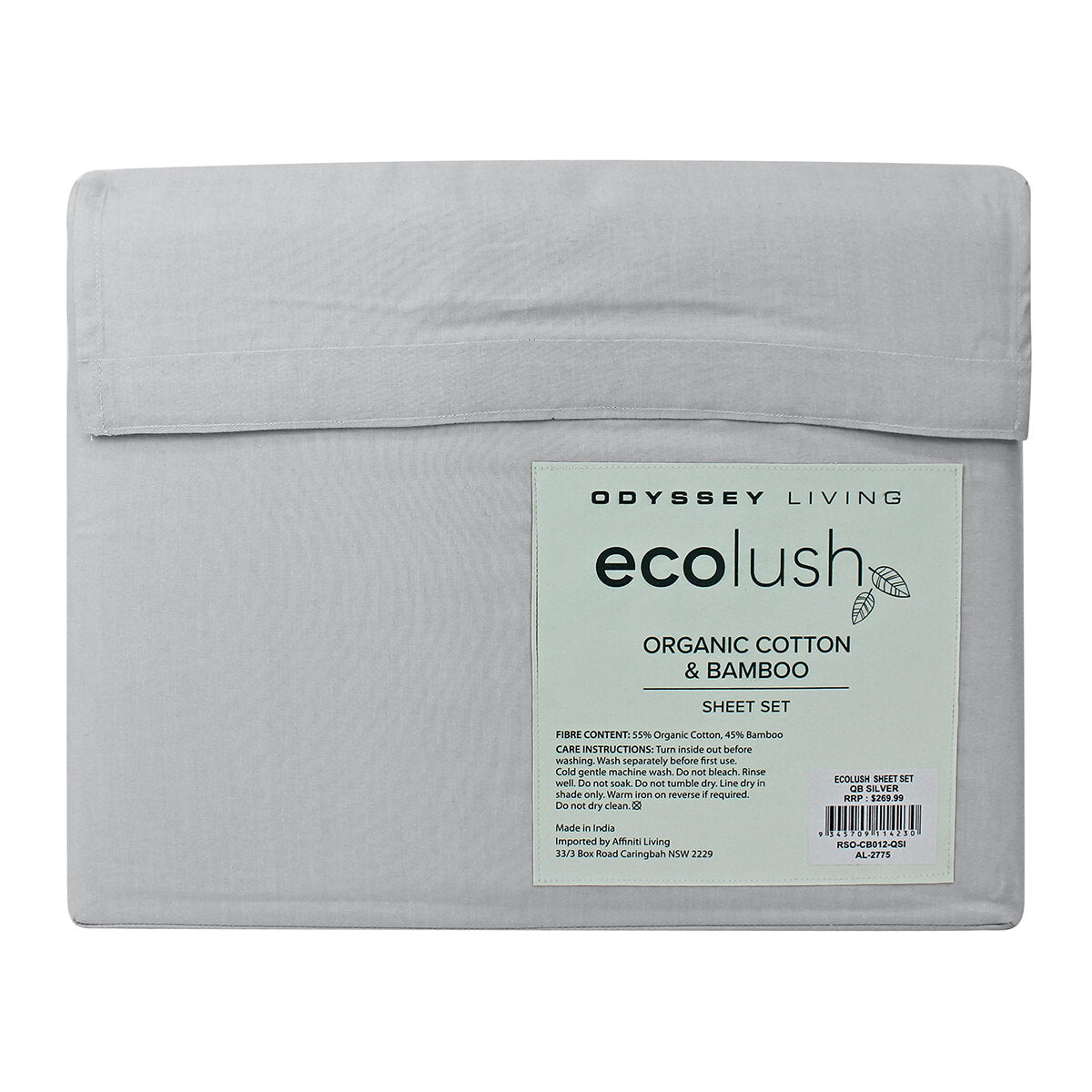 Odyssey Living Eco Lush Organic Cotton And Bamboo King Sheet Set Silver - SuperSaverAU - view 4