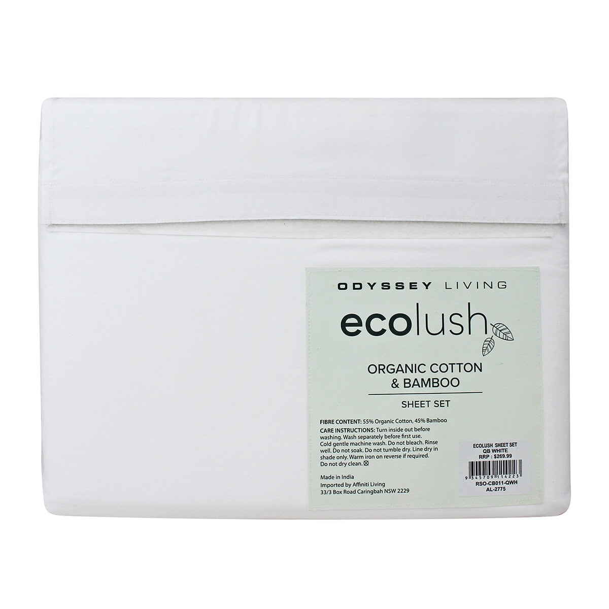 Odyssey Living Eco Lush Organic Cotton And Bamboo King Sheet Set White