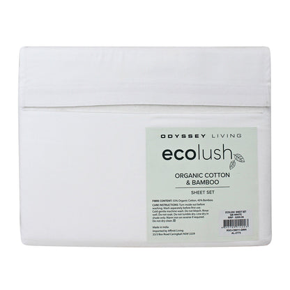 Odyssey Living Eco Lush Organic Cotton And Bamboo King Sheet Set White